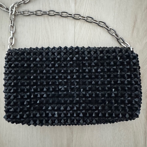 Zara Black Beaded Crossbody bag with Silver Chain - Picture 8 of 10